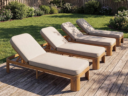 Outdoor Chaise Lounge With Cushion, 5 Position Adjustable Backrest