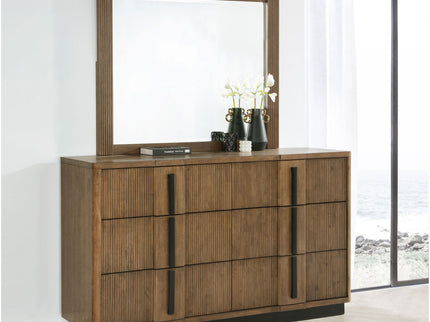 Moraga - 6 Drawer Dresser With Mirror - Ash Brown