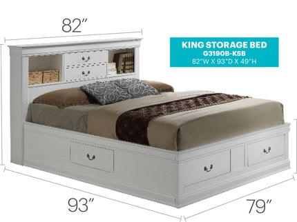 Traditional Style Bookcase Storage Bed