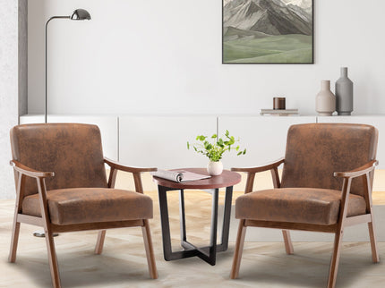 Mid Century Modern Accent Chair With Solid Wood Frame And Extra Thick Backrest