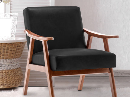 Mid Century Modern Accent Chair With Solid Wood Frame And Extra Thick Backrest
