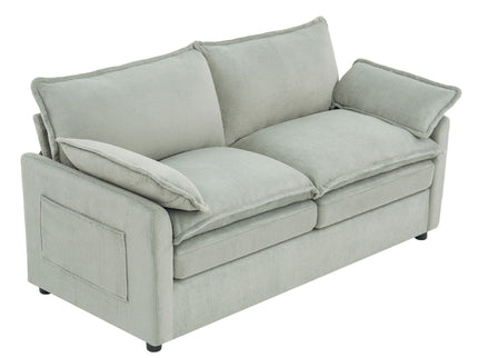 Modern Loveseat Sofa, Upholstered Couch With Side Storage Pockets