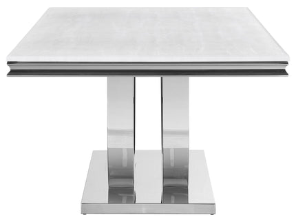 Allessandra - Rectangular U-Shaped Base Dining Table - White / Silver