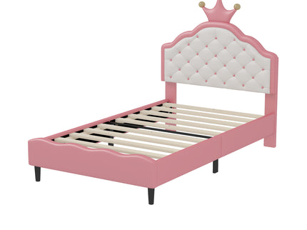 Lovely Crown Fantasy Princess Bed With Tufted Headboard