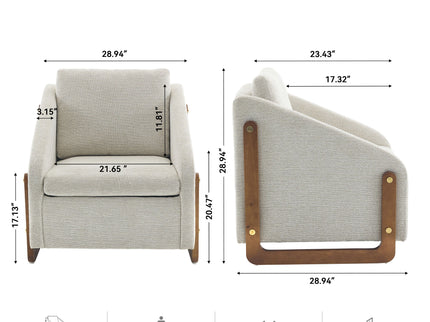 Modern Upholstered Armchair With Wooden Side Frame