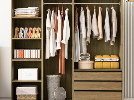 Doorless Storage Wardrobe For Dedroom With Shelves And 3 Drawers