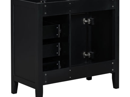 Modern Bathroom Vanity Base Only, 2 Doors And 3 Drawers