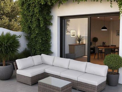 Comfortable Modern Patio Rattan Sectional Set With Cushions