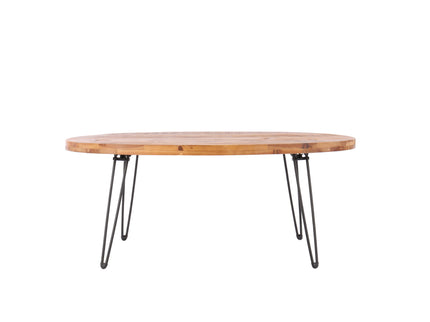 Oval Natural Reclaimed Wood Foldable Cocktail Table For Your Living Room - Natural