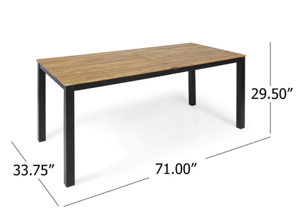 7 Piece Outdoor Dining Set With Table And 6 Chairs - Black / Teak / Gray