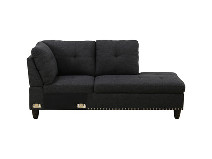 L - Shaped 3 Piece Sectional Sofa With Chaise, Storage Ottoman & Cup Holders