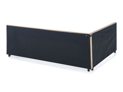 Mid-Century Storage Upholstered Tufted Bed Frame With Backrest And Armrests