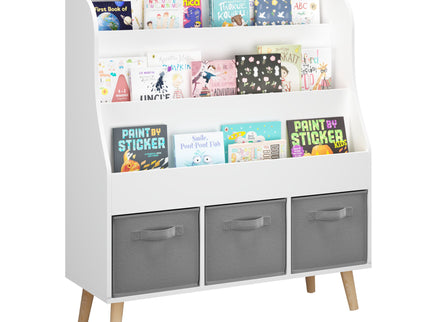 Bookshelf With 3 Bins, Storage Shelf For Toys And Books