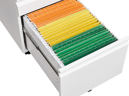 Contemporary 3 Drawer Mobile Filing Cabinet With Lock, Metal Office Storage For Legal / Letter Size