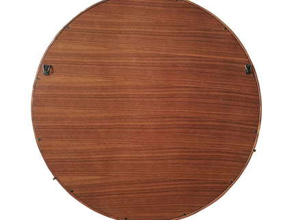 Hausen - Mid-Century Modern Round Accent Wall Mirror - Brown Walnut