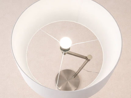 Horizon - Table Lamp With On / Off Switch Curved Base Linen Shade - Brushed Nickel / Silver / White