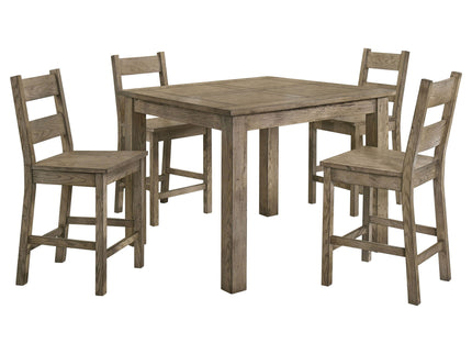 Cressley - 5 Piece Counter Height Dining Set With Ladder Back Chairs - Light Oak