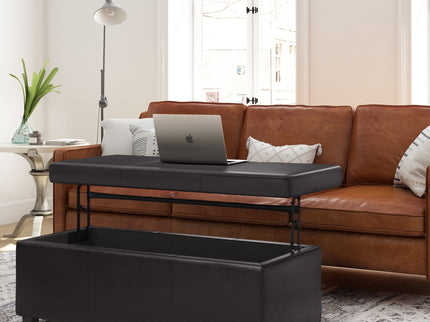 Avalon - Lift Top Rectangular Storage Ottoman - Tanners Brown