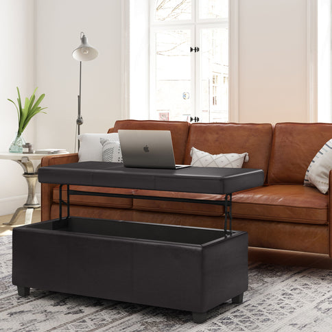 Avalon - Lift Top Rectangular Storage Ottoman - Tanners Brown