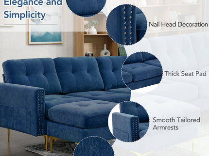 Modern L - Shape Convertible Sectional Sofa With Movable Ottoman