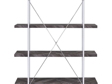 Herringbone - Bookcase With Full Length Shelf - Gray