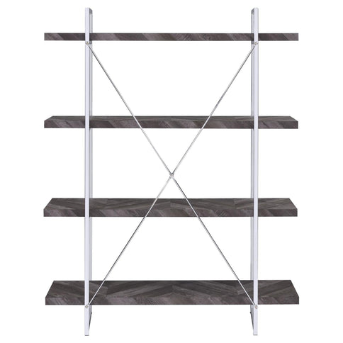 Herringbone - Bookcase With Full Length Shelf - Gray