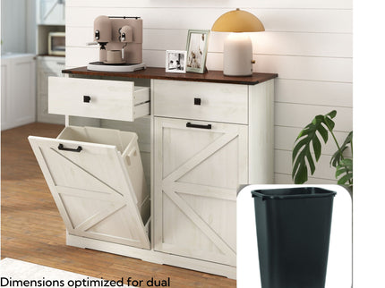 Double Tilt Out Trash Cabinet With Hideaway Drawer And Barn Door Style