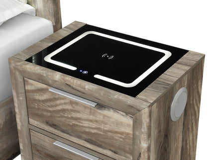 Callisie - Nightstand With Wireless Charging Top - Brown