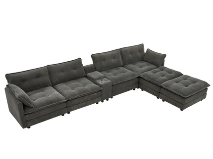 Oversized Modular Sectional Sofa With Multi Functional Console