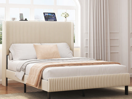 Platform Bed With Metal Frame And Charging Station