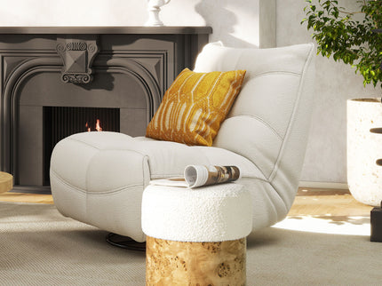 Nebula - Round Upholstered Ottoman - White