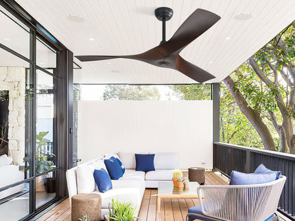 52" Blade Ceiling Fan Without Light, 6 Speed Reversible DC Motor For Living Room, Outdoor Use - Black