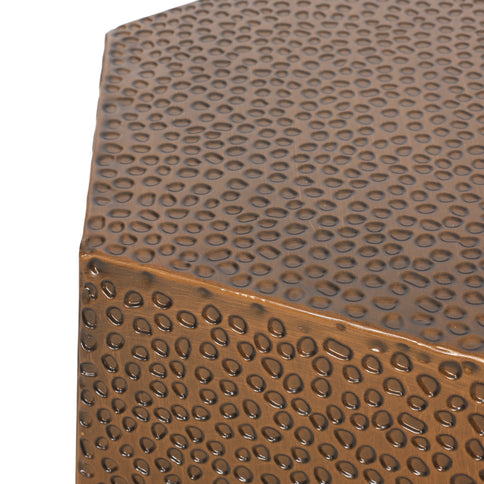 Modern Hammered Iron Geometric End Table
