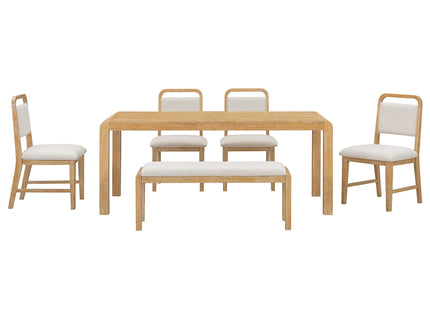 Extendable Dining Table Set With 4 Upholstered Chairs And 1 Bench