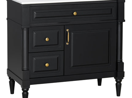 Freestanding Bathroom Vanity With Sink, Adjustable Shelf, Flip Drawer
