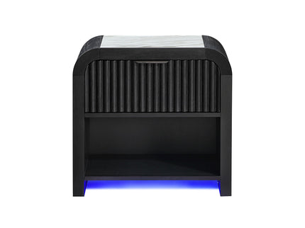 Beverly - Nightstand With Speakers, Rounded Sides - Black White