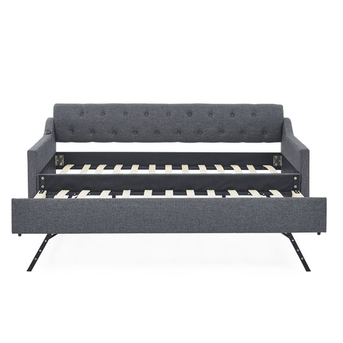 Size Upholstered Daybed With Trundle And USB Charging Armrest