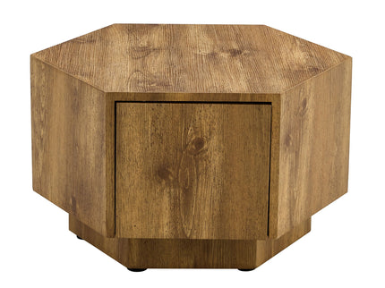 Hexagonal Coffee Table With Drawers - Wood