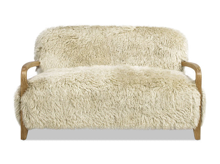 Enchante - Sheepskin Accent Loveseat - Taupe / Natural