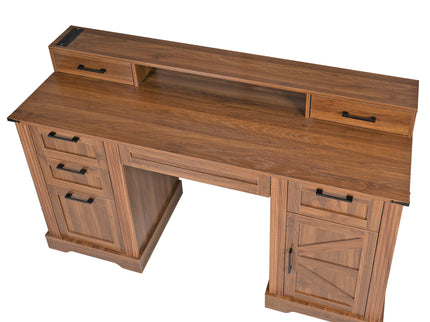 Office Desk With Charging Station & Storage Cabinet