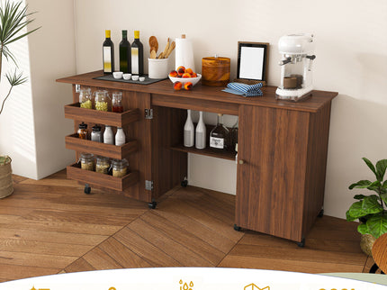 Foldable Sewing Table With Locking Casters