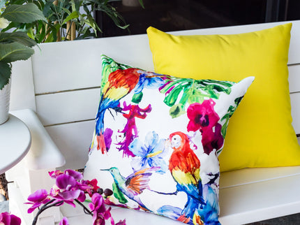 Tropical Parrot Outdoor & Indoor Pillow With Solarium - Multicolor