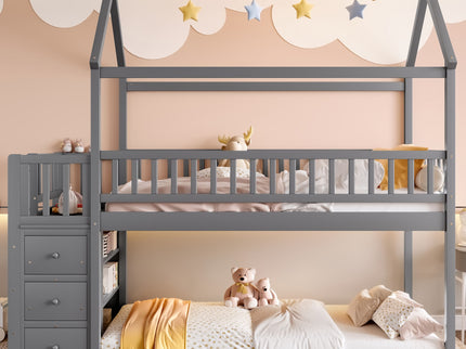 Bunk Bed With Shelves And Drawers, Storage Focused Design