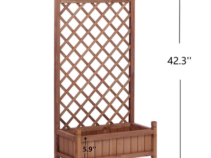 Raised Garden Bed With Trellis 2 Pack, Outdoor Planter Box & Plant Stand With Climbing Racks - Brown