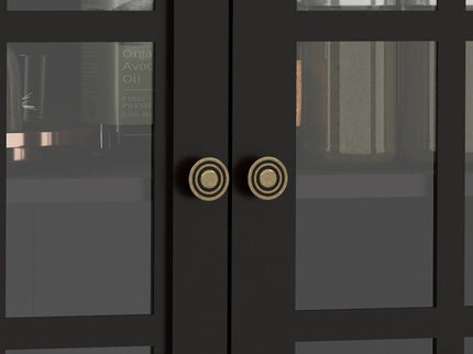 Minimalist Buffet Cabinet With Double Glass Doors And Drawer