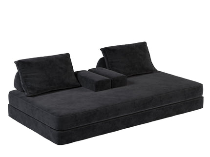 Multifunctional Convertible Sofa Bed With 2 Tumbler Backrests And 2 Pillows, Deep Seat Couch