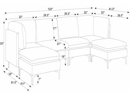 Upholstered Modular Sectional & Tall Legs