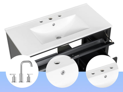 Bathroom Vanity With Sink, Cabinet With 3 Drawers And Adjustable Shelf