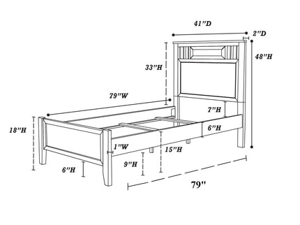 Simple Frame With Headboard And Vertical Carved Design