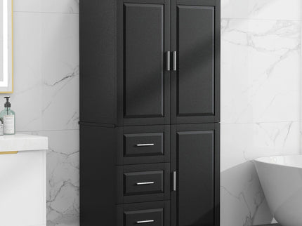 Tall Wide Storage Cabinet With Doors, 3 Drawers